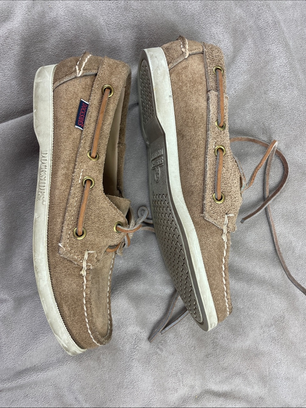 Vintage Sebago Docksides Suede Lace Mocassin Shoes - Picture 3 of 11